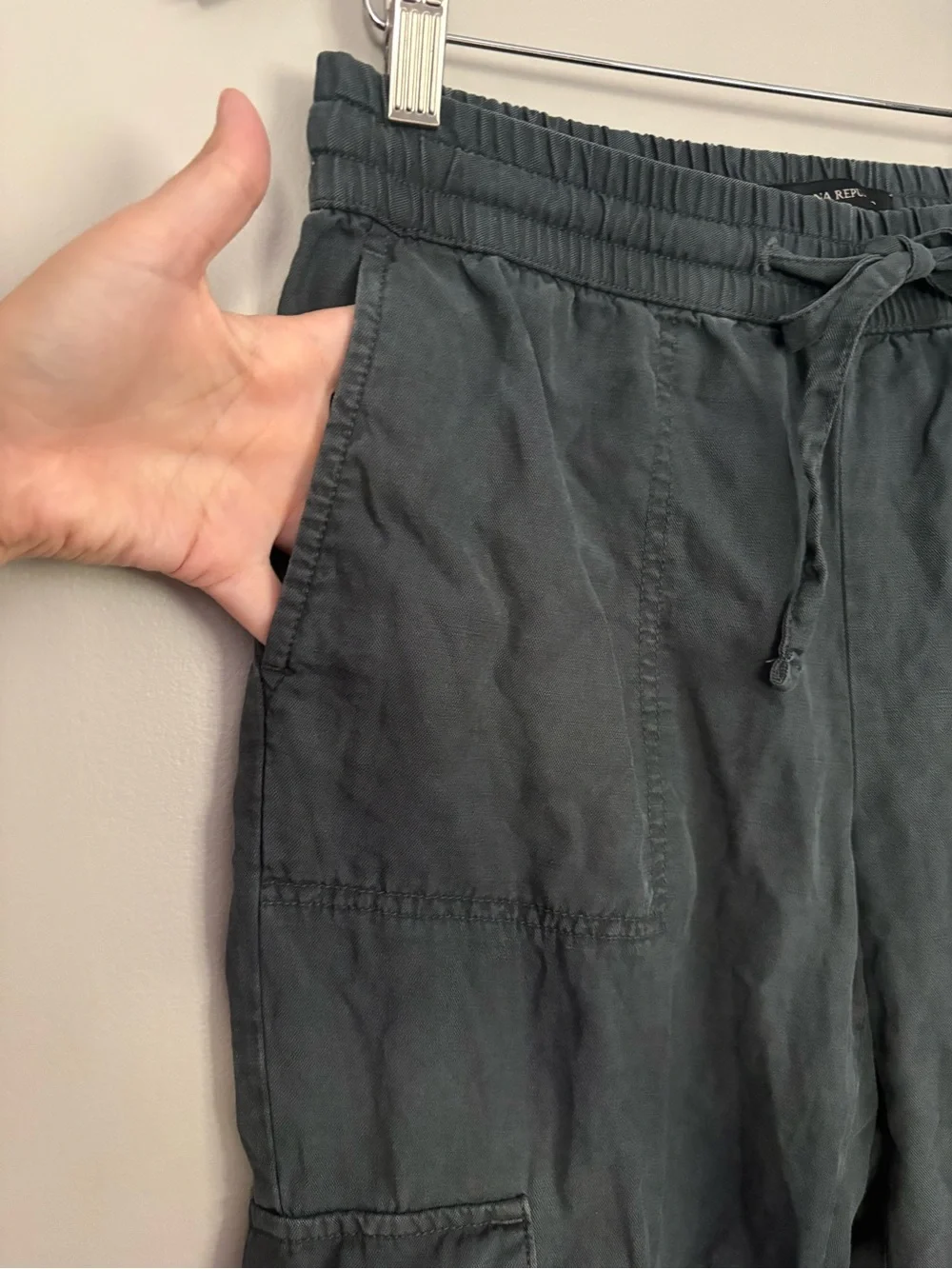 Banana Republic Charcoal Gray Cotton Linen Blend Cargo Jogger Pants Small
